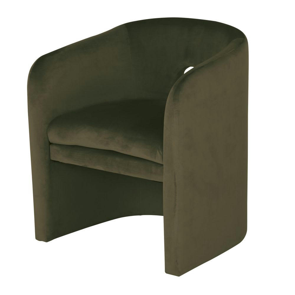 Chess - Fauteuil de table en velours vert kaki