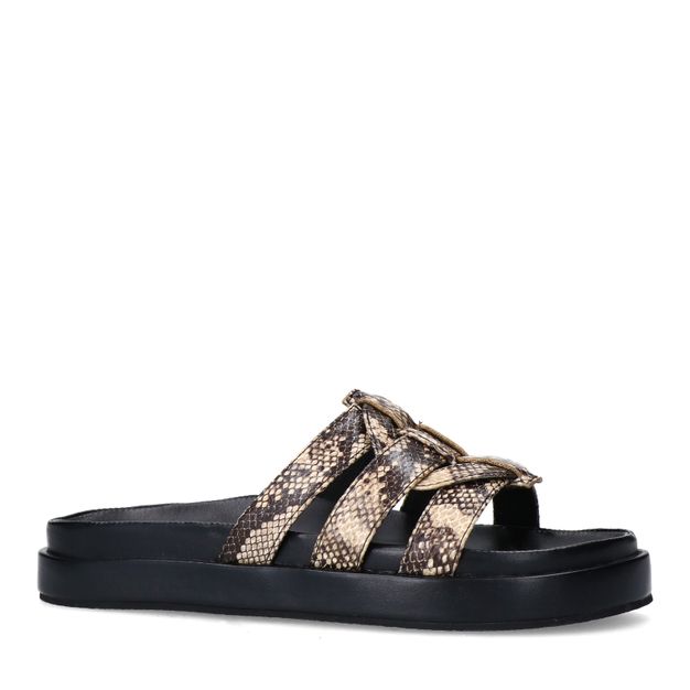 Snakeprint slippers met plateauzool