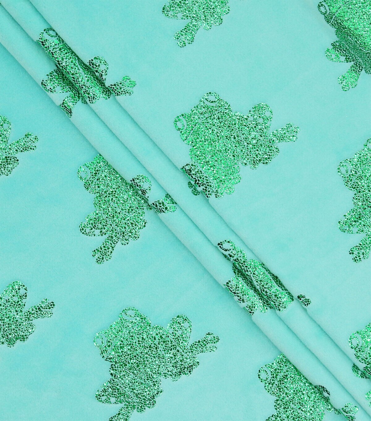 Metallic Green Frogs Pure Plush Fleece Fabric