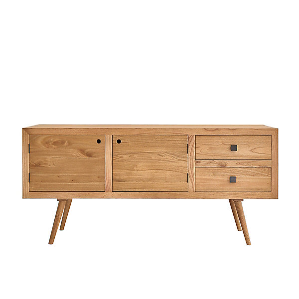 Commode en bois massif 180 cm 2 portes 2 tiroirs