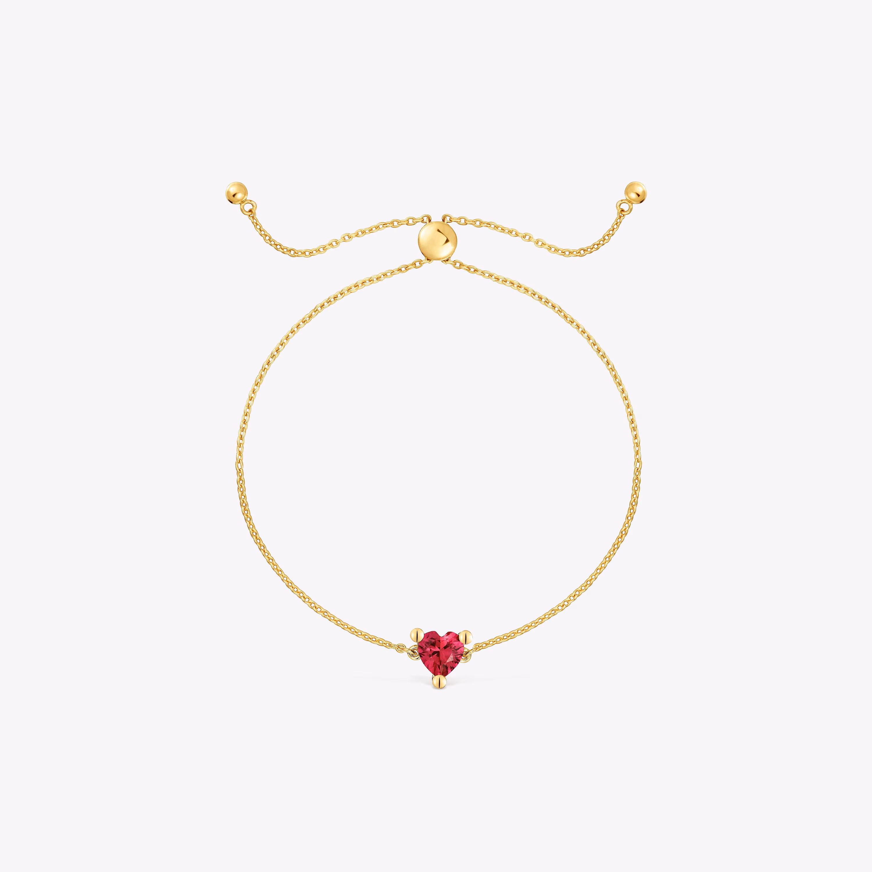 Pulsera cadena con baño de oro 18 kt sobre plata y rubí creado en laboratorio Garden Of Love LGG