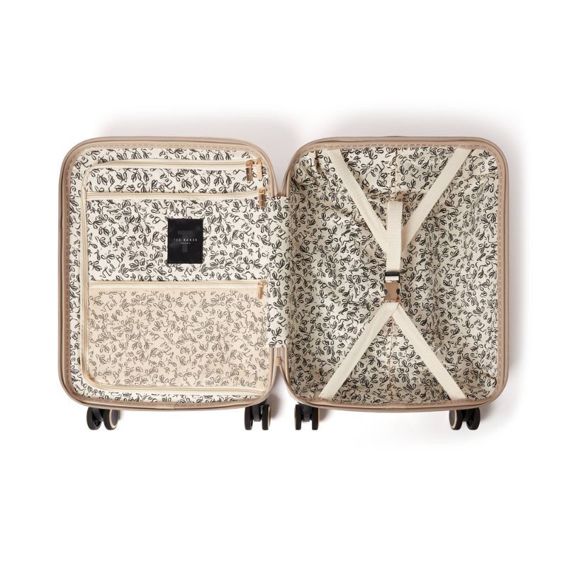 Ted Baker Icon Putty Beige Croc Cabin Suitcase 4 Wheel Luggage 39L