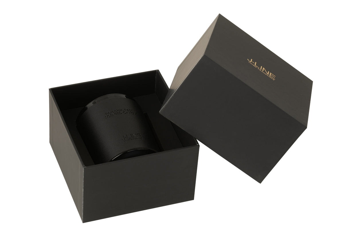 J-Line geurkaars Leder - Black Diamond - glas - zwart - 40U