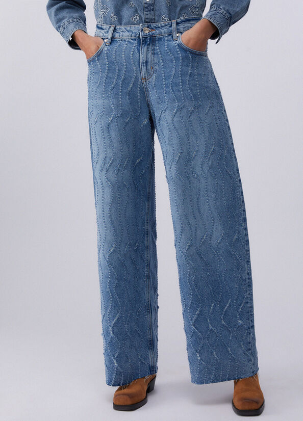 Jeans flare con dettagli laserati