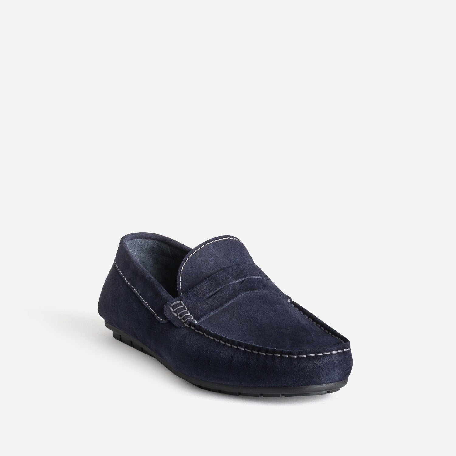 Mocassin marine cuir velours
