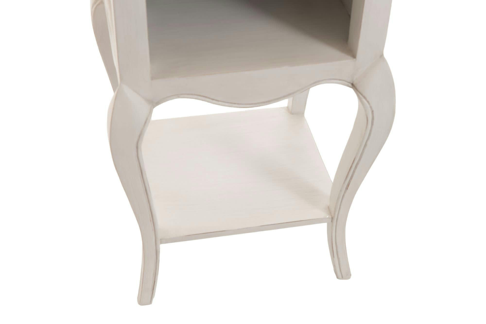 BETSY - Bout de canapé en bois blanc patiné 1 tiroir 1 niche