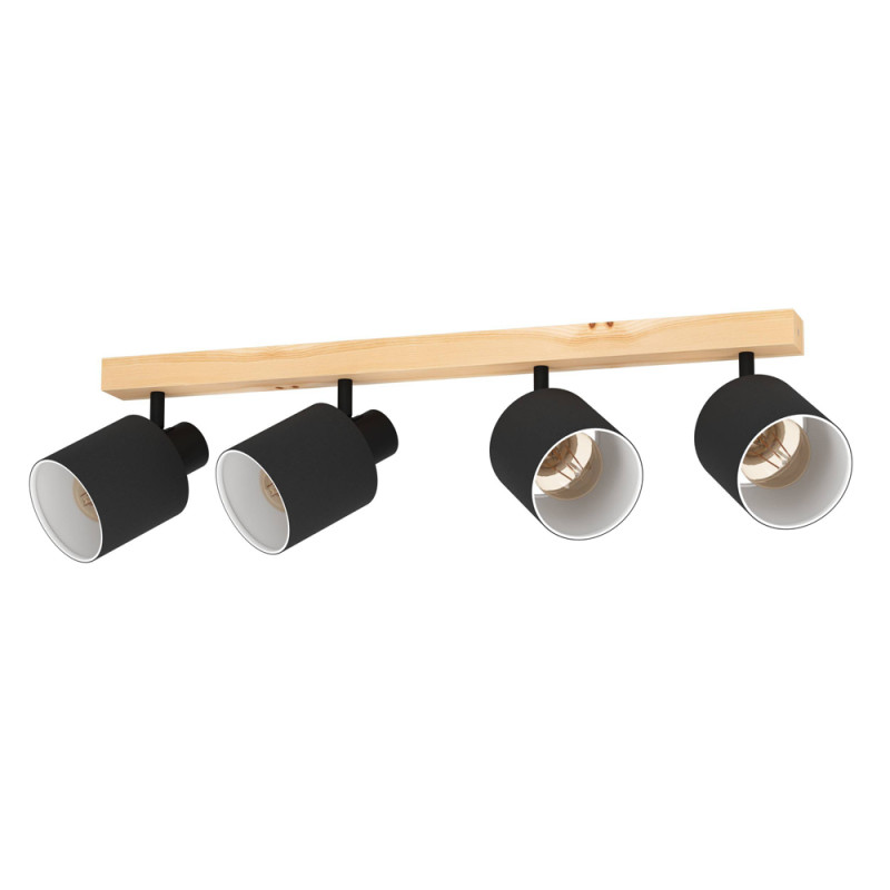 Spot Batallas noir et bois clair E27 4 x 10 W EGLO