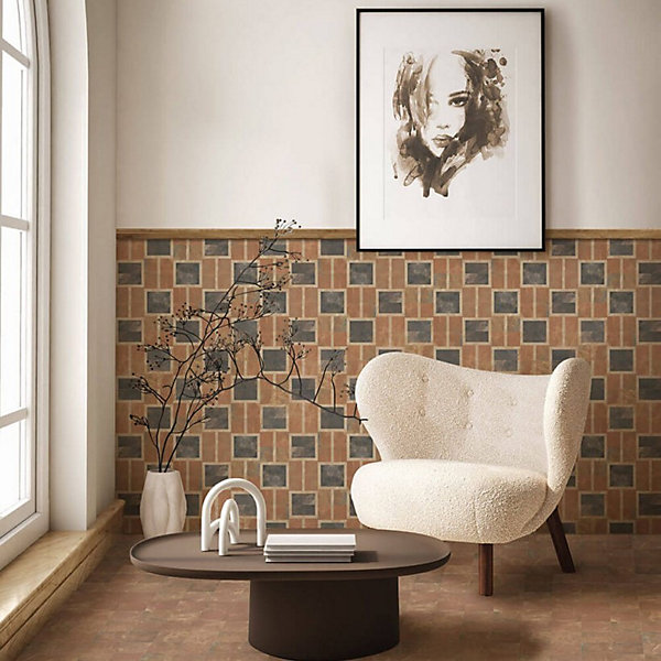 Carrelage déco CLAUDIA 11.5x11.5 cm effet terre cuite