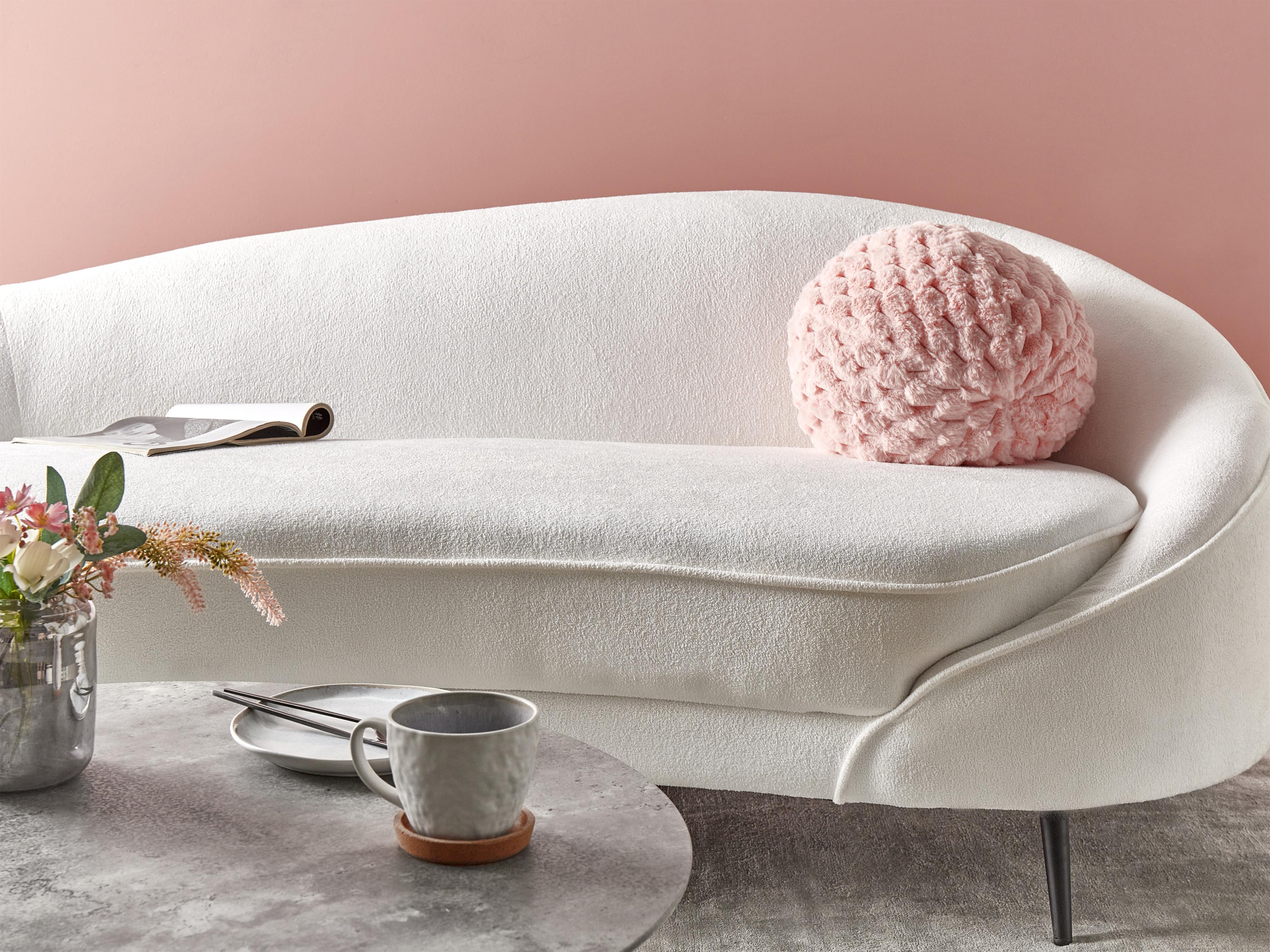 Throw Cushion ROSEA Faux Fur 30 x 30 cm Pink Solid