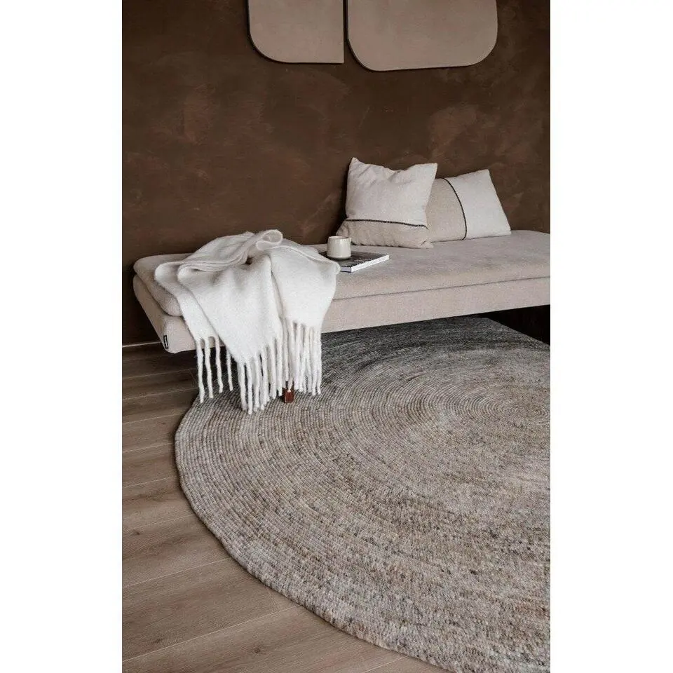 Interieur05 rond vloerkleed Gapo grijs/bruin - 150 x 150 cm