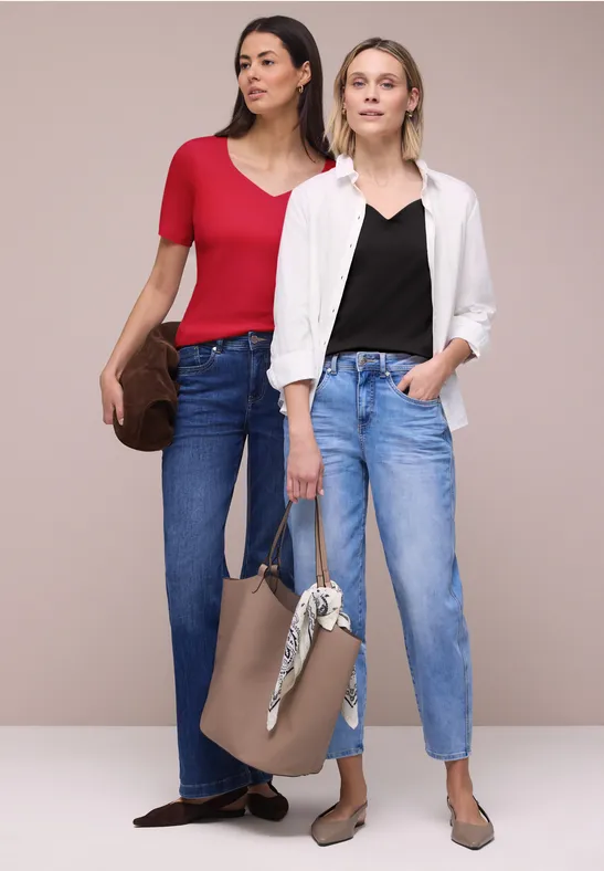 T-Shirts mit Herzausschnitt im 2er-Pack