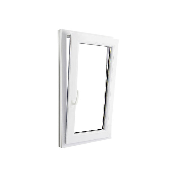 Fenêtre 1 vantail oscillo-battante, tirant droit double vitrage GoodHome en PVC blanc l.65 x H.108 cm