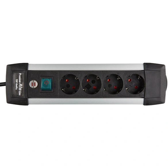 Steckdosenleiste »Premium Alu Line 1391000014«, silberfarben/schwarz, 240 V, Kabellänge: 1,8 m