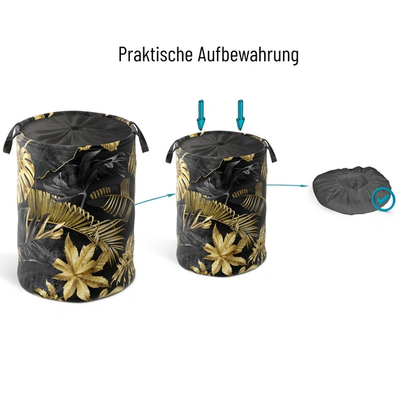 Wäschekorb »Golden Leaves«, 60L, Gold, Rund