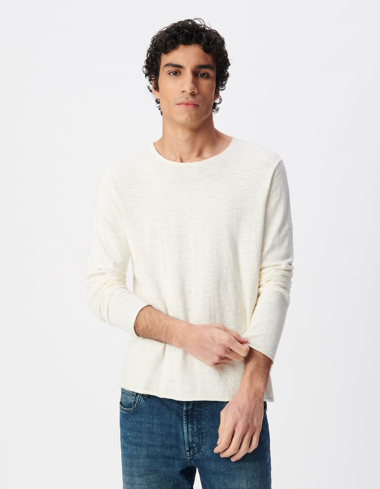 Pull stuck tricot flammé à bords roulottés Homme