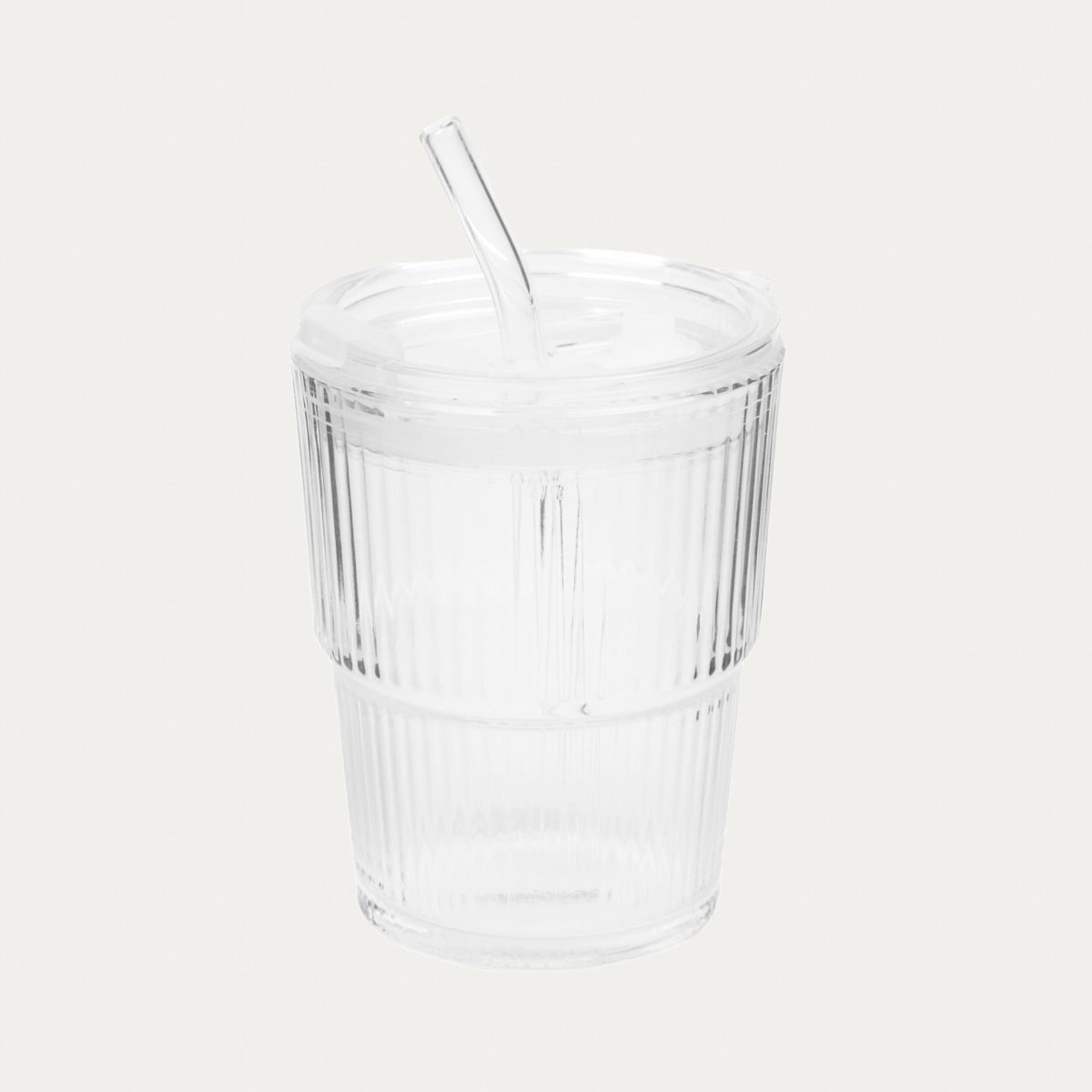 Szklanka EMBO GROOVE ryflowana ze szklaną słomką 0,4 l