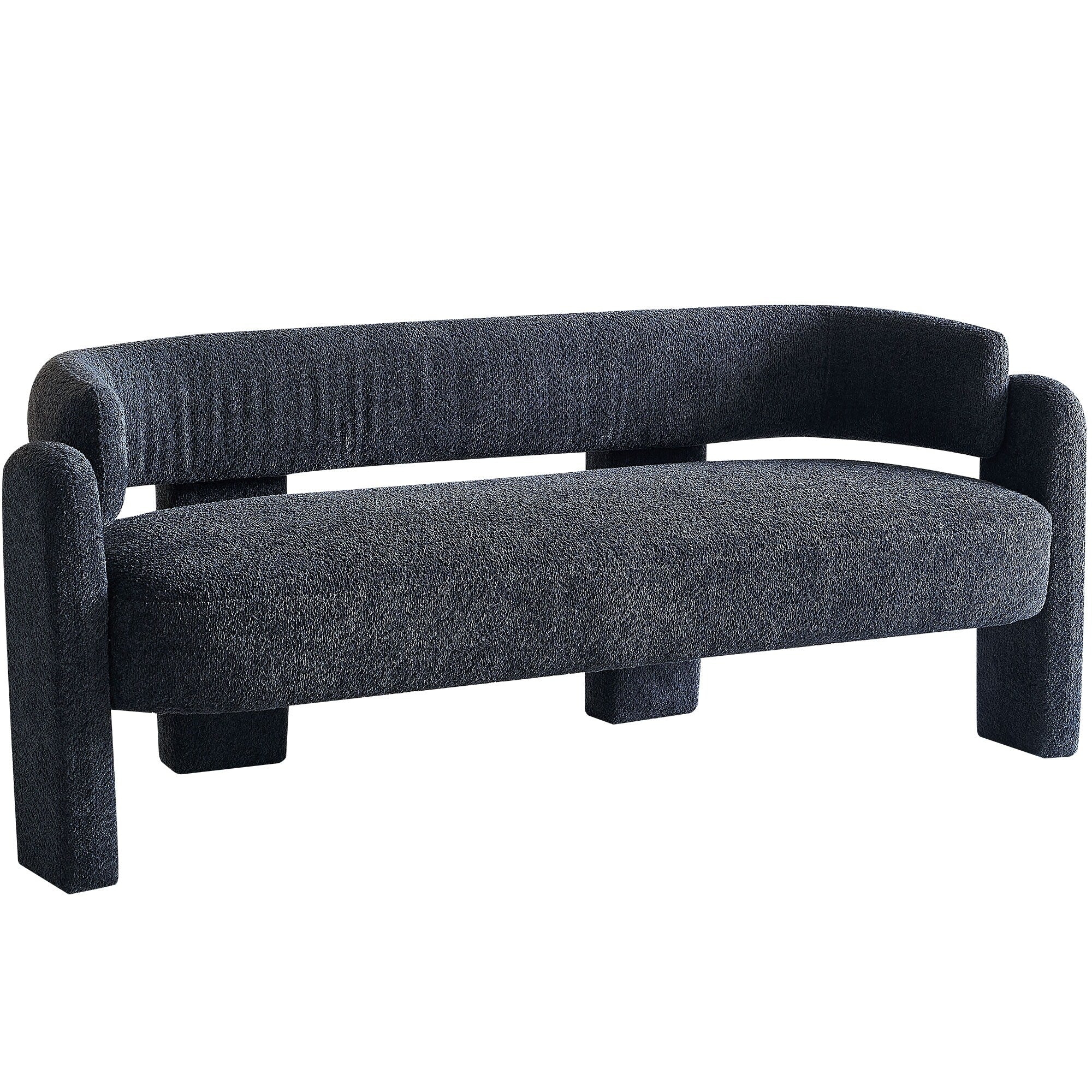Dark Grey Modern 75.59 Boucle Single Sofa with High-quality Foam and Solid Wood Frame for Living Room