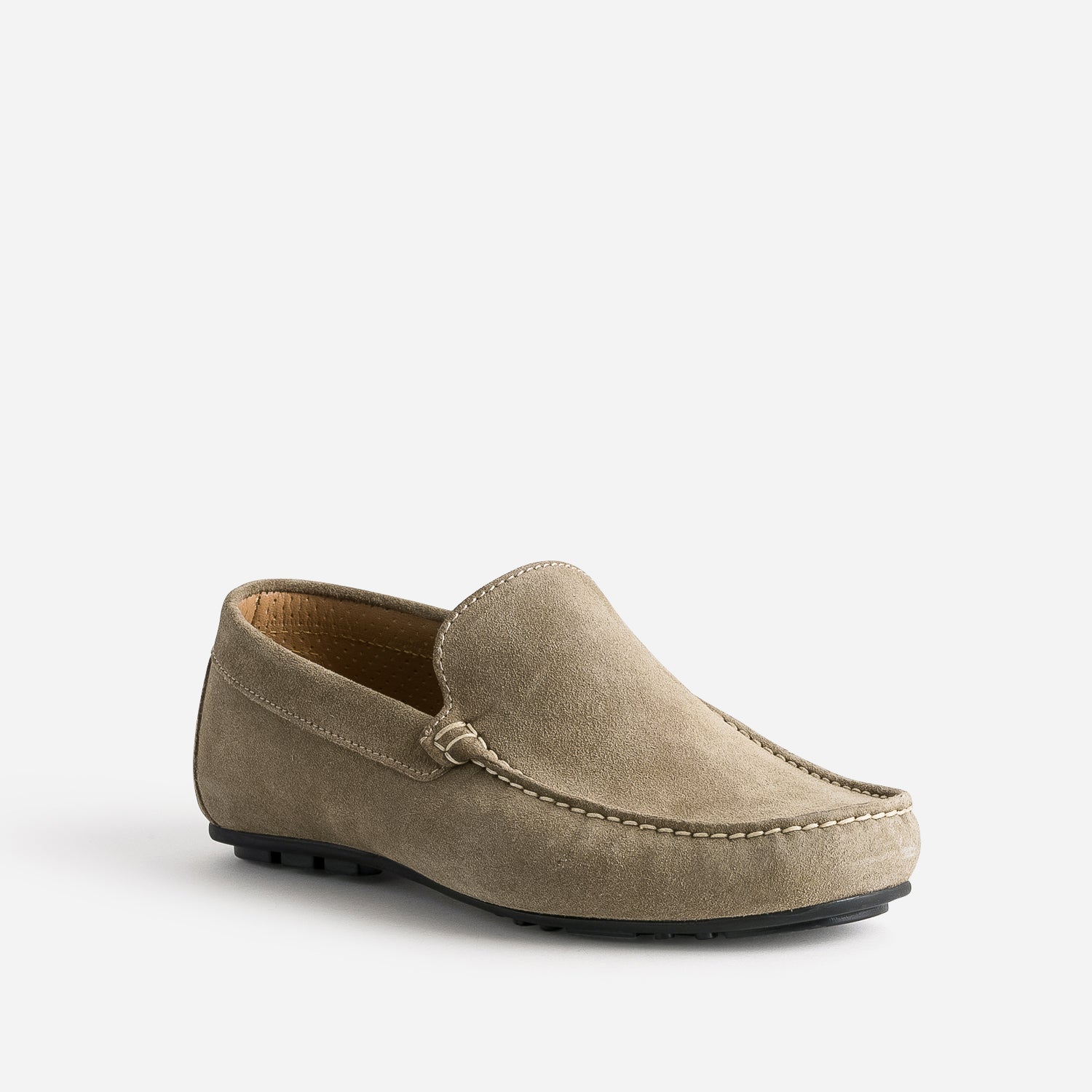Mocassin taupe en cuir velours