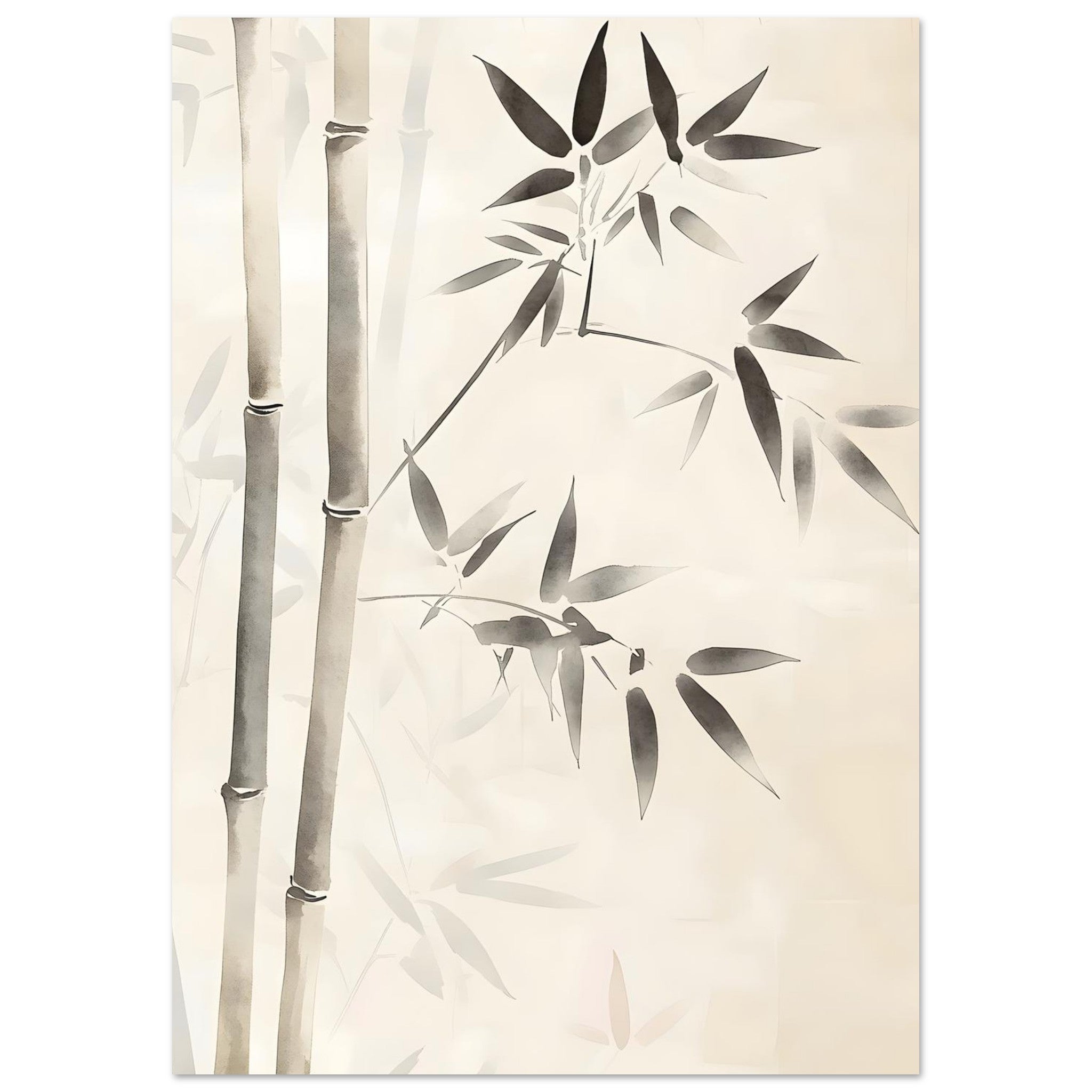 Artfulprints Poster Boho – Bamboo lines  - A4 21x29.7 cm - beige