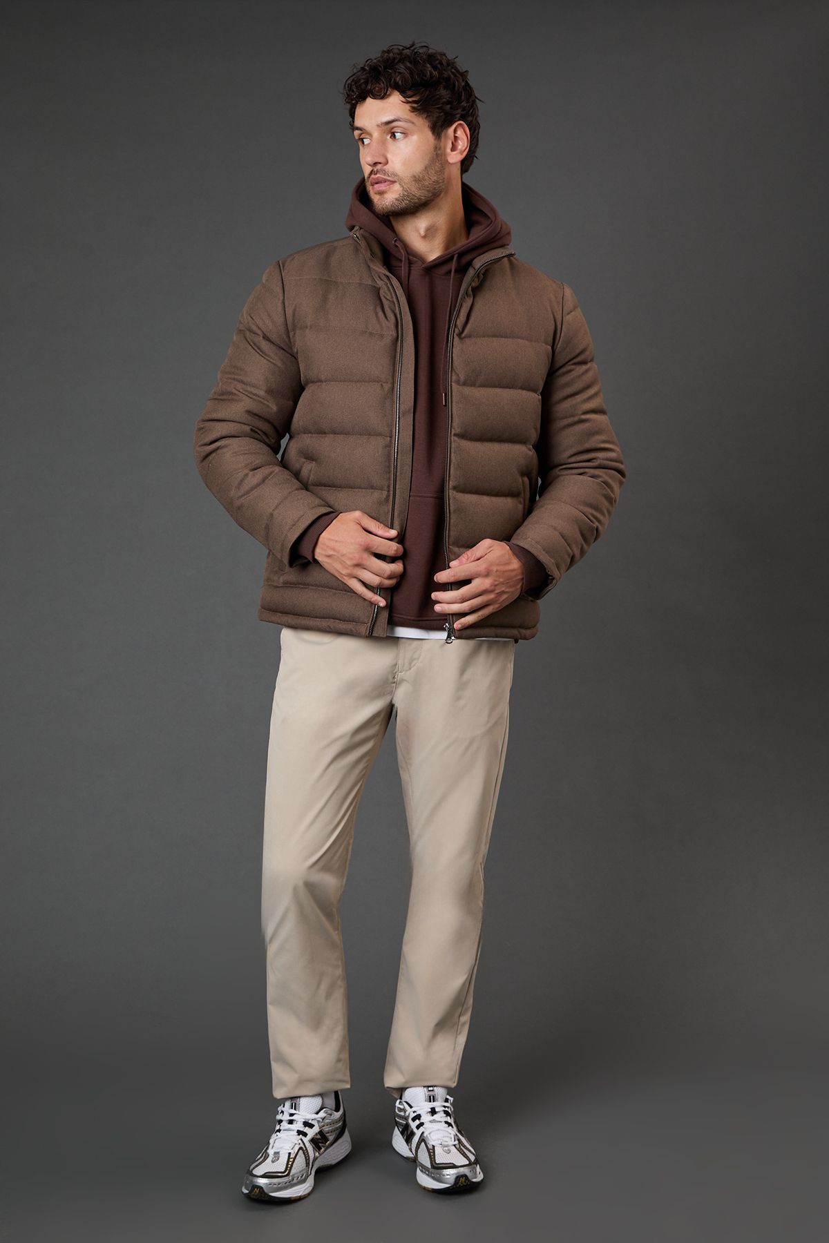 Burton Taupe Wool Look Quilted Jacket