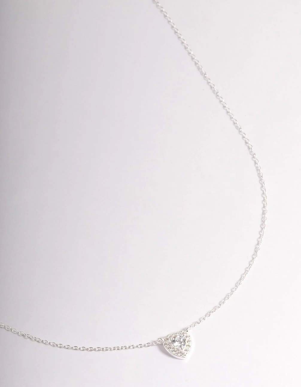Sterling Silver Cubic Zirconia Halo Heart Pendant Necklace