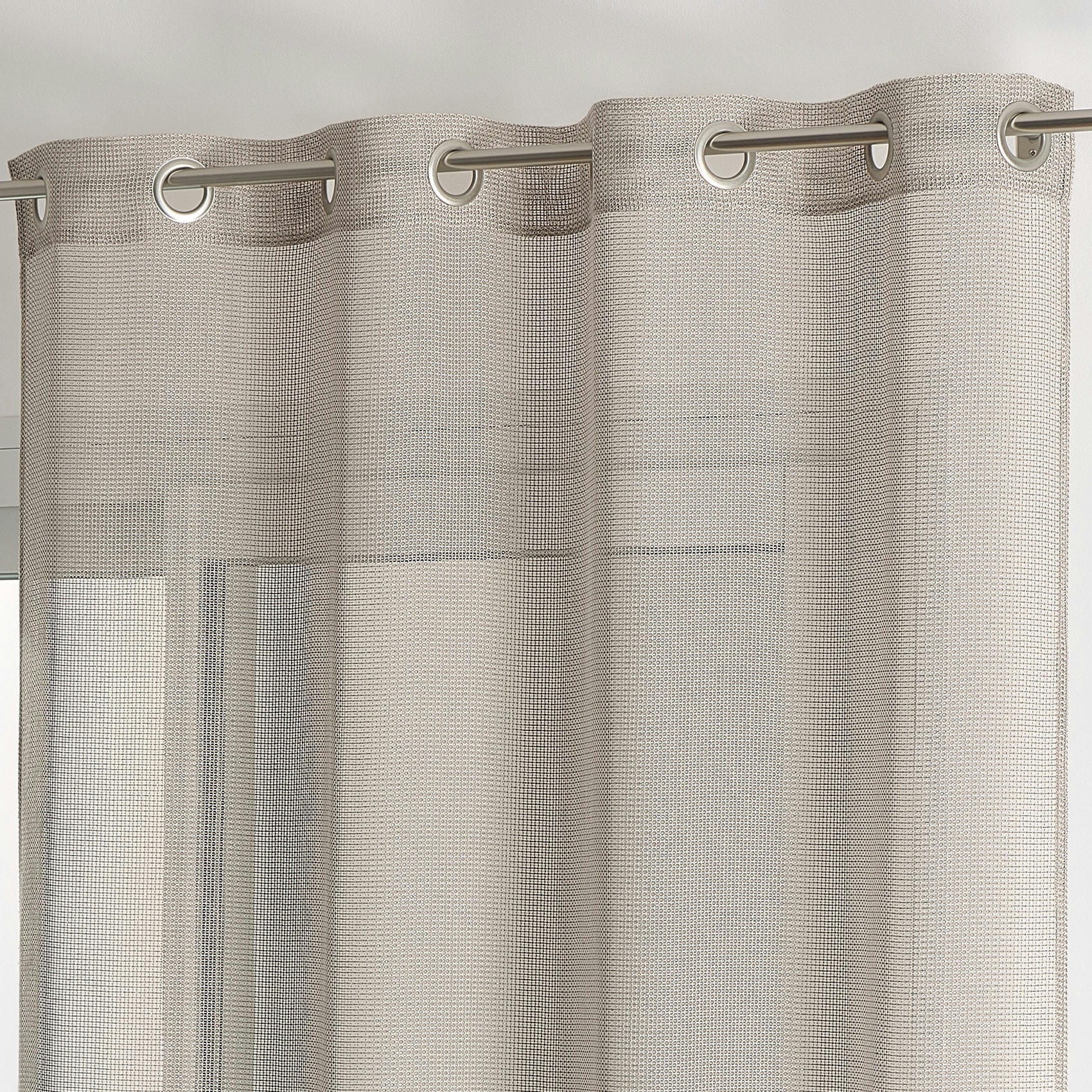 - Voilage en filet avec fils métal polyester beige 140x240 cm