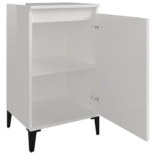 NNEVL Bedside Cabinet High Gloss White 40x35x70 cm Engineered Wood