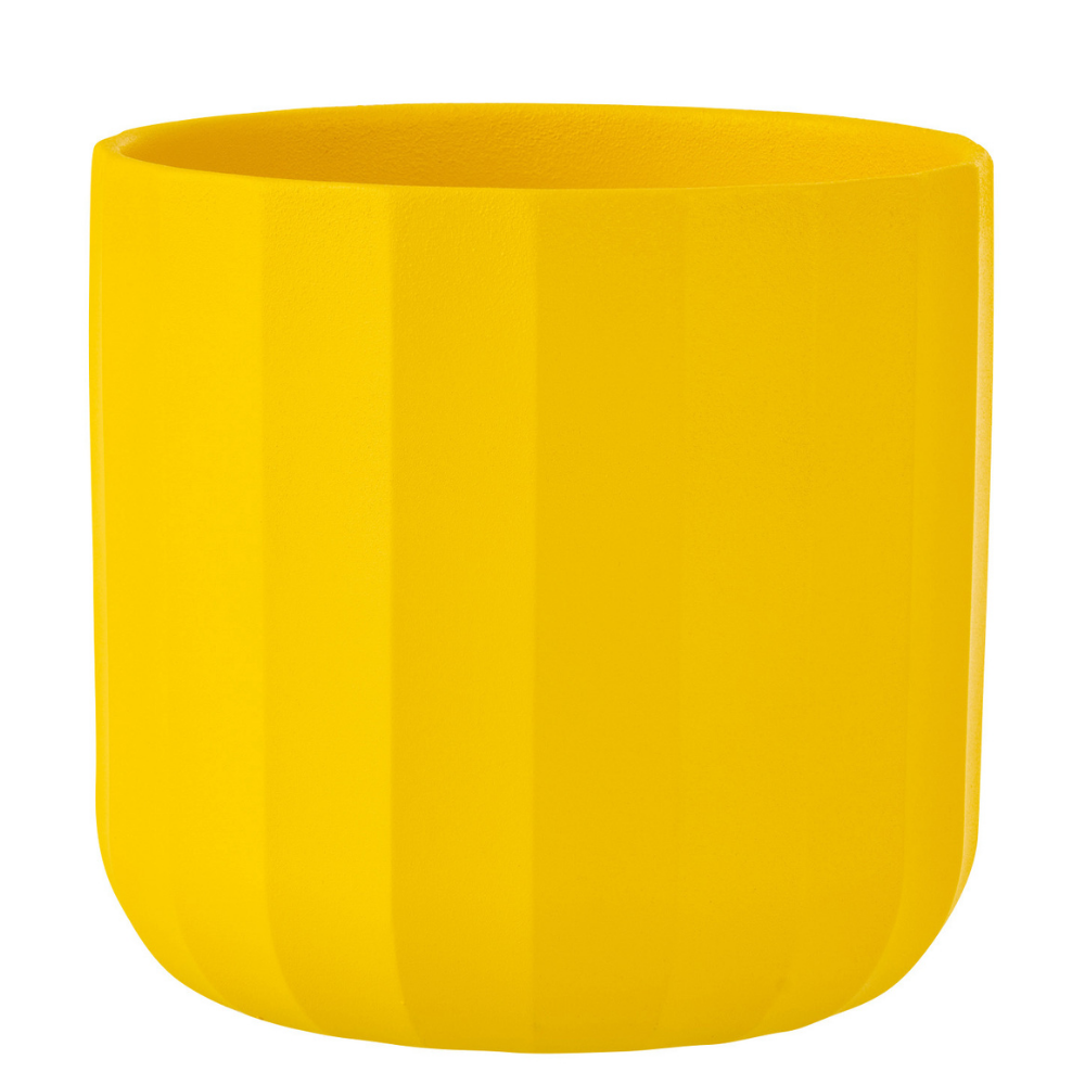 J-Line bloempot Summer - keramiek - geel - large - 2 stuks - Ø 18.5 cm