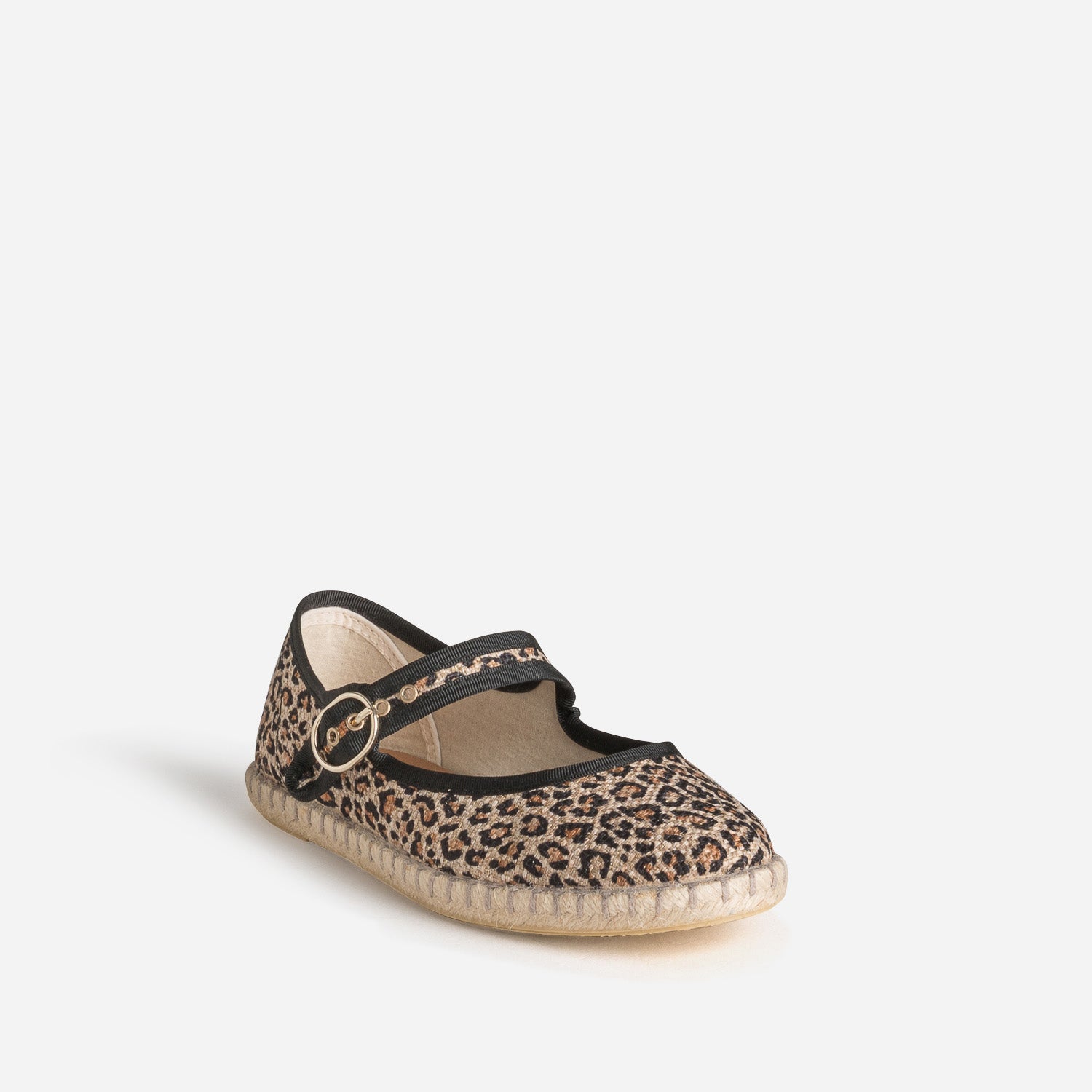 Babies beige motif léopard semelle corde