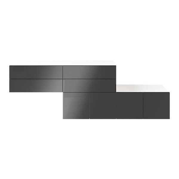 Meuble de rangement avec portes blanc et anthracite brillant GoodHome Atomia H. 75 x L. 226 x P. 37 cm