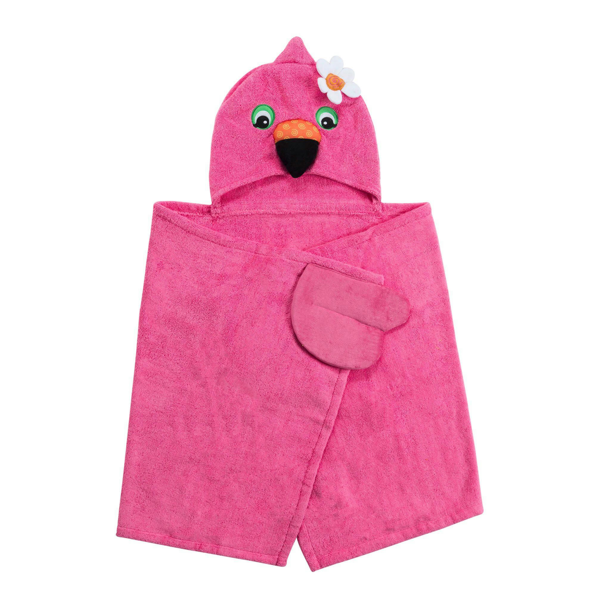 ZOOCCHINI Kids Terry Hooded Bath Towel - Franny the Flamingo
