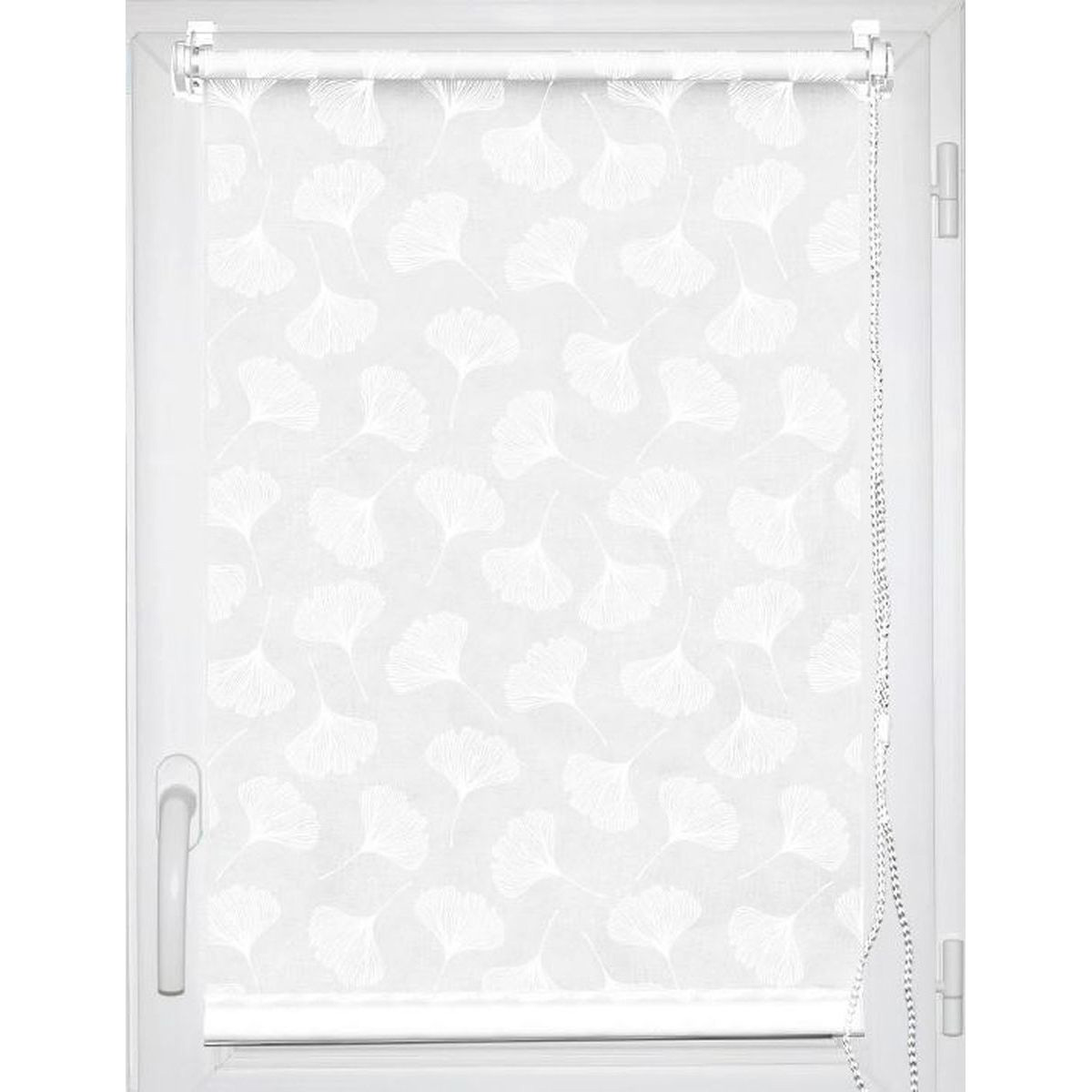 Estore tela impressa branca em algodão 87x180cm