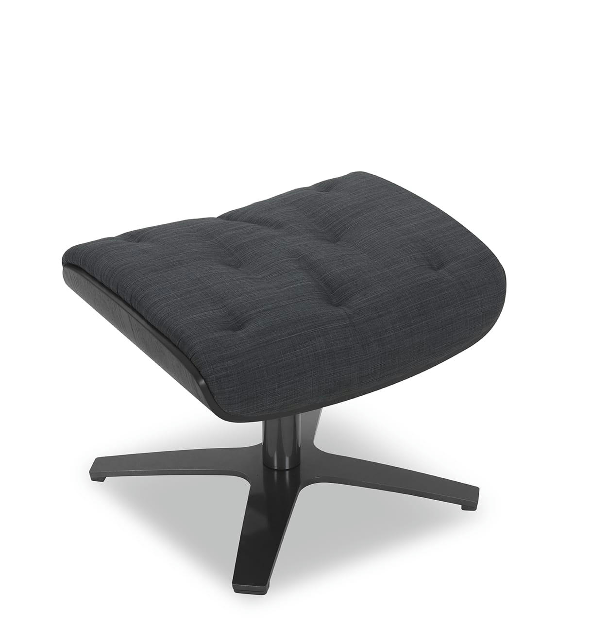 ALUDRA - Pouf Velours et Chêne Noir - Tissu Anthracite