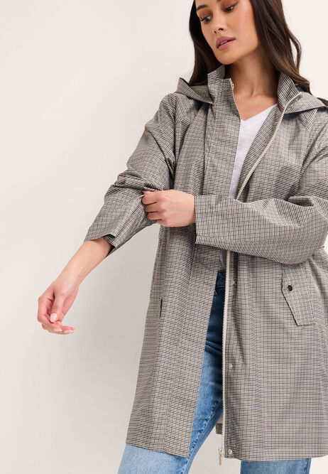 Womens Grey Check Glam Mac Jacket