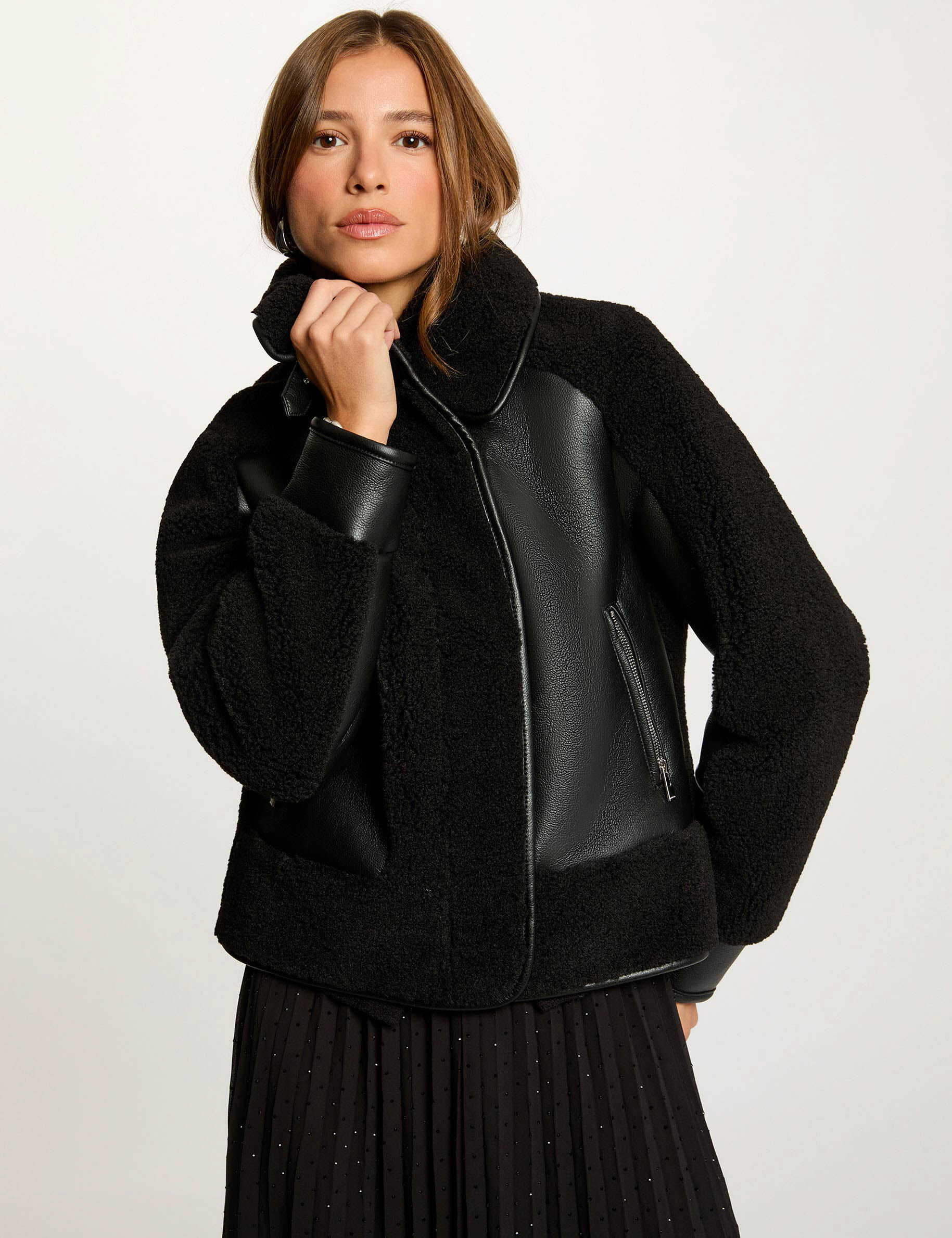 Short Coat With Tailored Collar Black Women