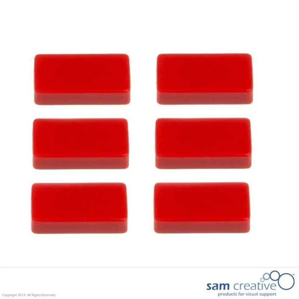 Set Rechthoekige Magneten 12x24mm rood (6 stuks)