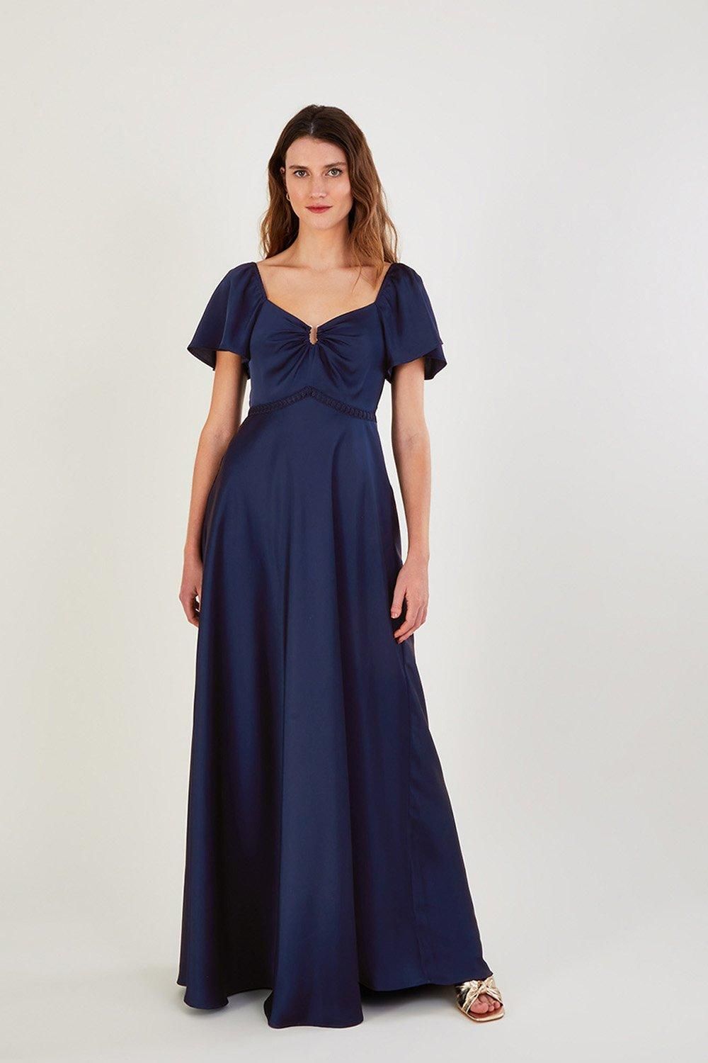 Monsoon Savannah Satin Maxi Dress Blue
