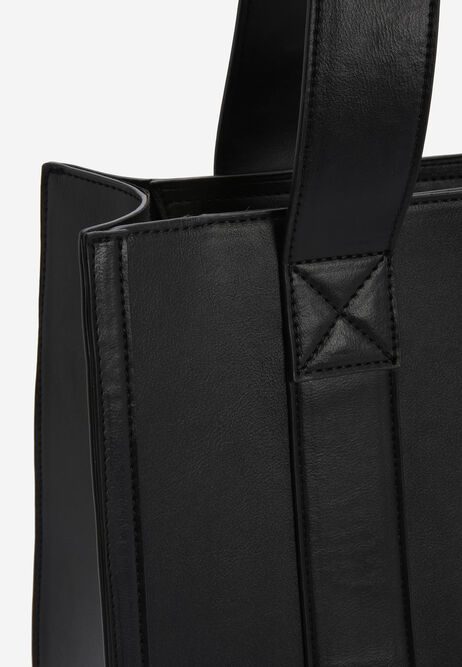 Womens Black Structured Tote Bag