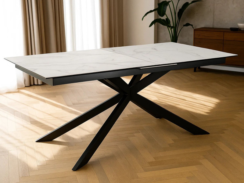 Stół Milano rozkładany ceramiczny white Akranes rough 200–240x100 cm