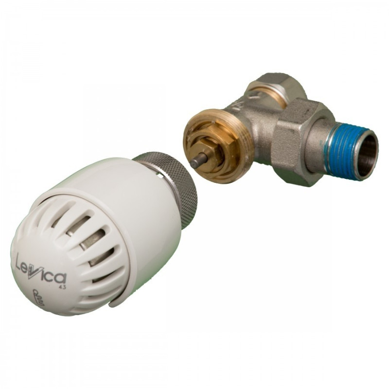 Robinet thermostatique équerre avec tête thermostatique Ø 16 mm LEVICA