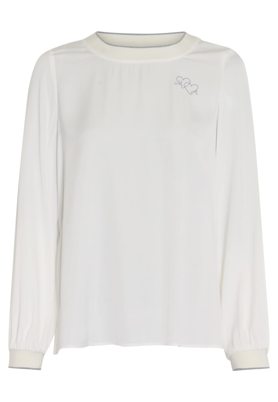 Satin Top mit Strick-Bündchen