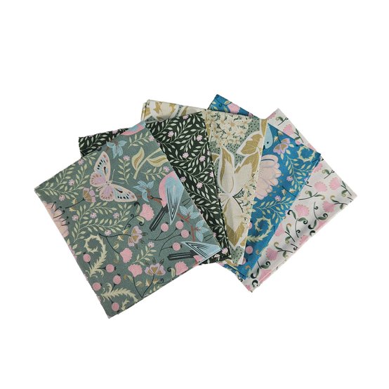 WI Garden Delight Sage Cotton Fat Quarters 5 Pack