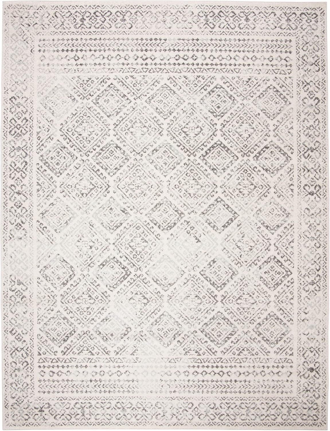 SAFAVIEH Area Rug 9x12 - Tulum Collection - Large - Ivory & Grey, Moroccan Boho Distressed Design, Non-Shedding & Easy to Clean, Ideal for Living Room, Bedroom, Dining Space (TUL264A)
