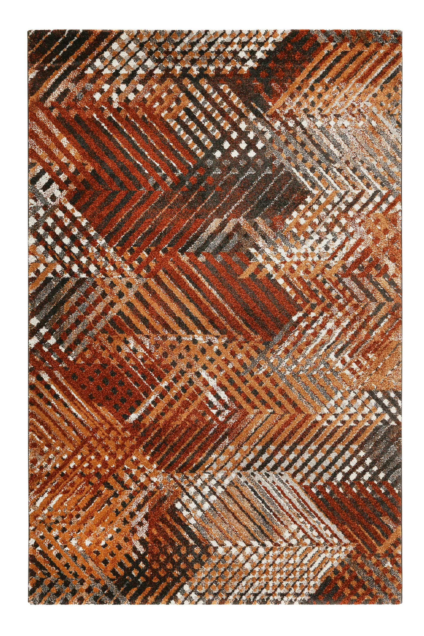VARIO - Tapis plat graphique design tons de brique 120x170