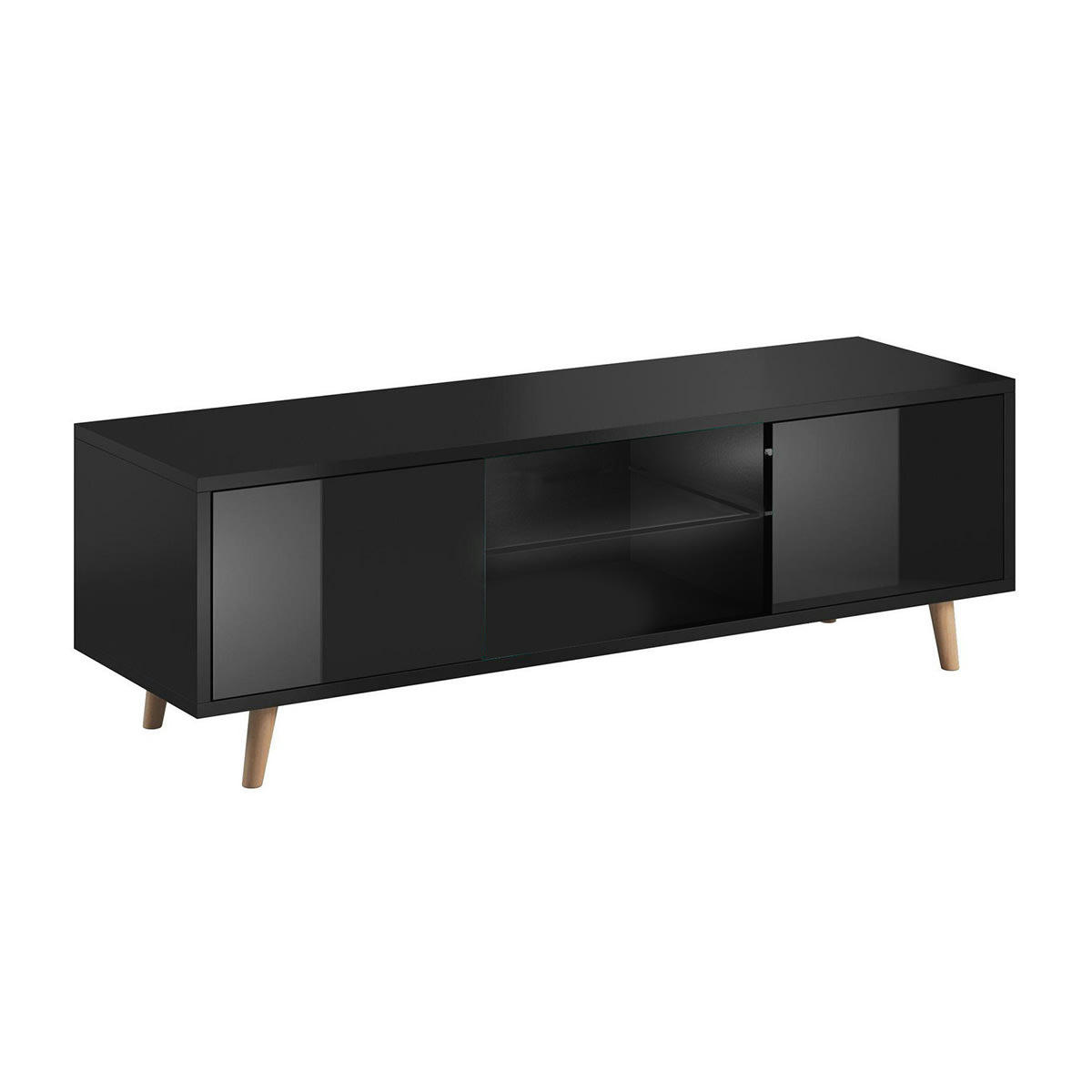 - Meuble tv 2 portes 140 cm noir