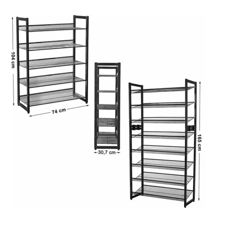 Dok Home - 5-laags Schoenenrek - 20 Paar Schoenen - Zwart