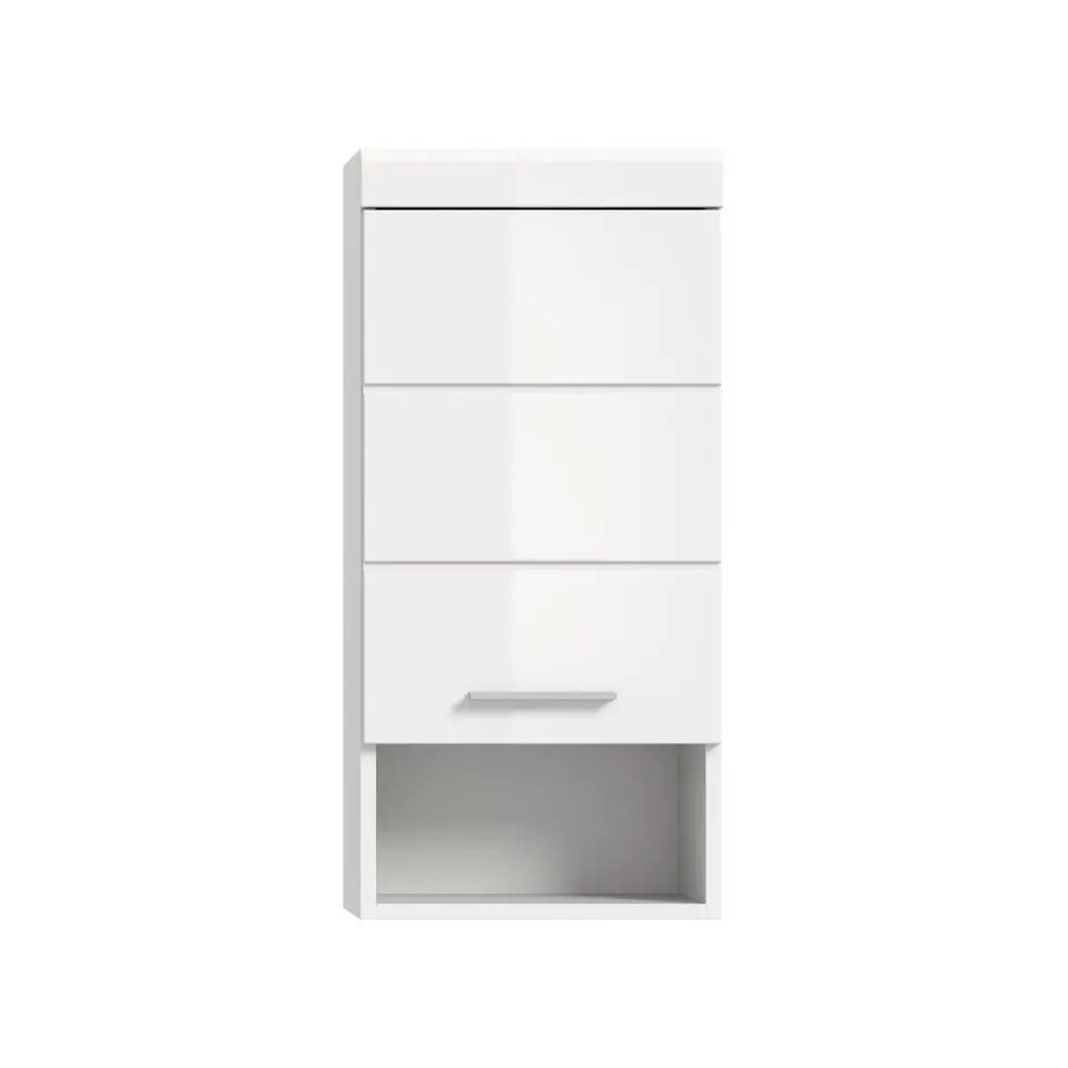 Hioshop Scout badkamerkast wandgemonteerd 1 deur- 1 plank wit hoogglans- wit