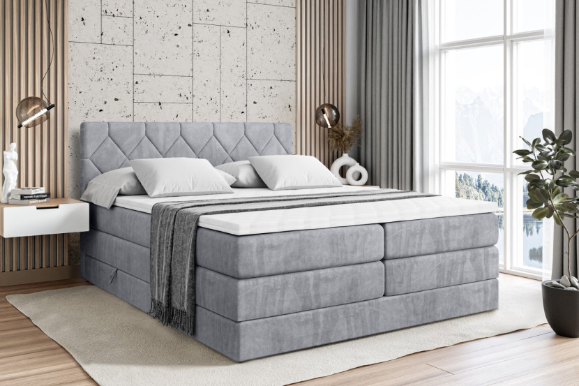 Łóżko kontynentalne z pojemnikiem i materacem H3|H4 CATOR KING 120x200 cm