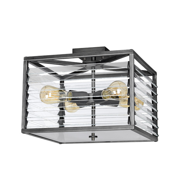 Plafonszaro-przezroczysty kwadratowy 39,2cm Louvre 4xE27x60W IP20 Elstead