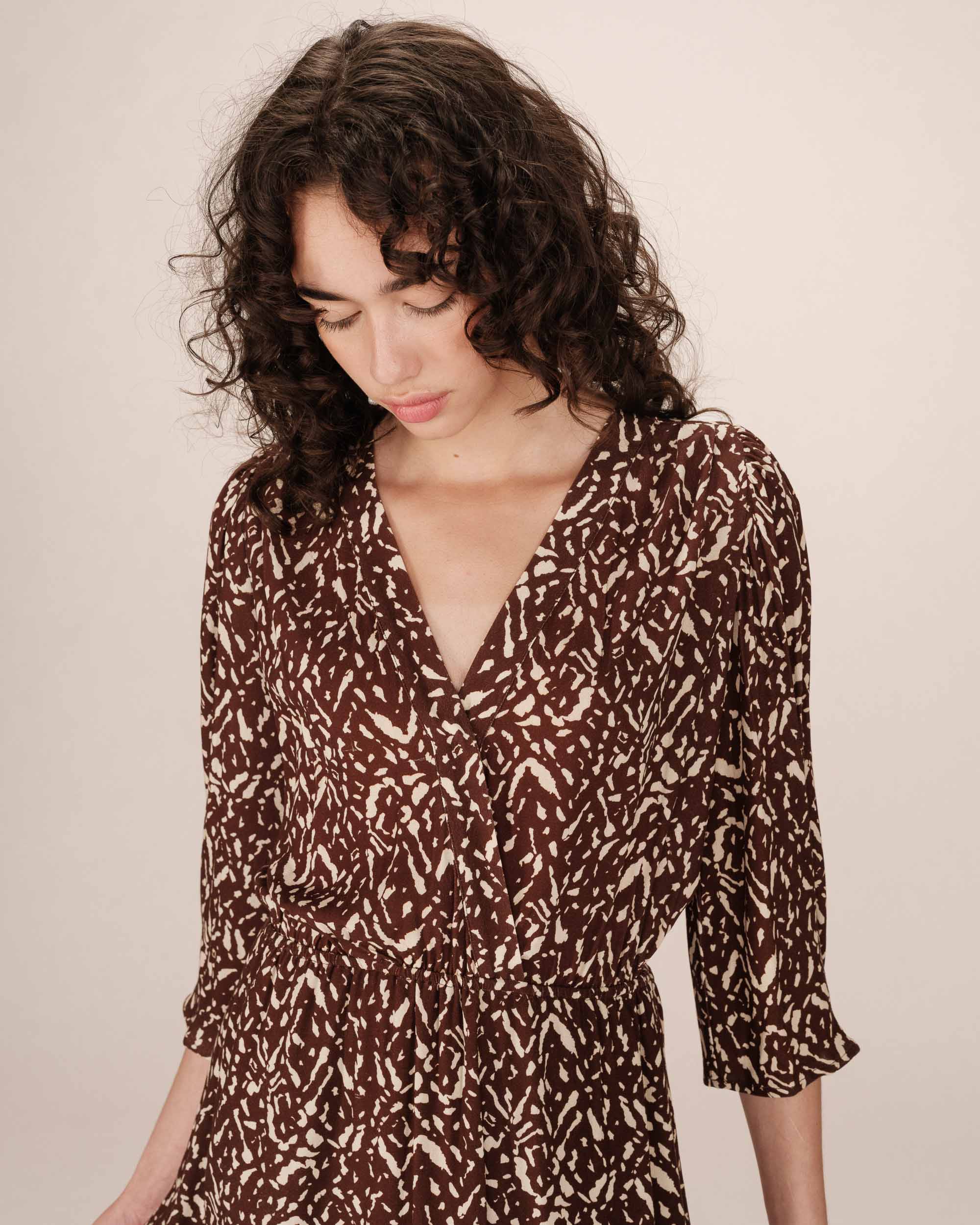 Robe courte imprimée chocolat Suzie